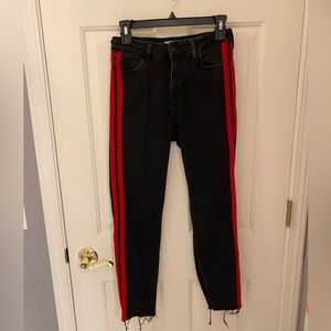 Red stripped skinny black jeans, 6